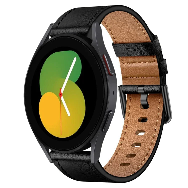 三星 Galaxy Watch 5、Galaxy Watch 5 Pro、Galaxy Watch 4、Galaxy Gear Sport、Galaxy Watch 3 41mm、Galaxy Watch Active 專用 20mm SX 連接器金屬按鈕開關皮革錶帶