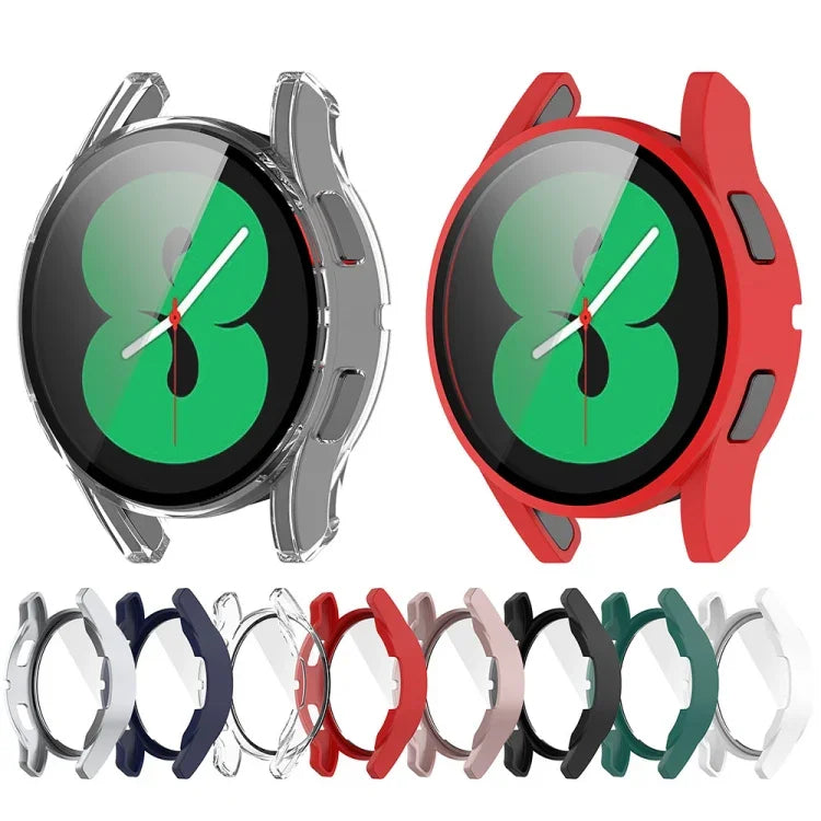 適用於 Samsung Galaxy Watch FE 40mm PC + 強化玻璃膜一體成型錶殼保護套