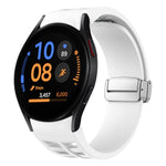 Richard 磁吸摺疊銀色錶扣矽膠錶帶，適用於 Samsung Galaxy Watch FE 40mm、Samsung Galaxy Watch 5 Pro 高爾夫版、Samsung Galaxy Watch 5 高爾夫版