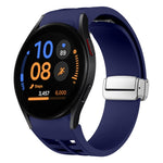 Richard 磁吸摺疊銀色錶扣矽膠錶帶，適用於 Samsung Galaxy Watch FE 40mm、Samsung Galaxy Watch 5 Pro 高爾夫版、Samsung Galaxy Watch 5 高爾夫版