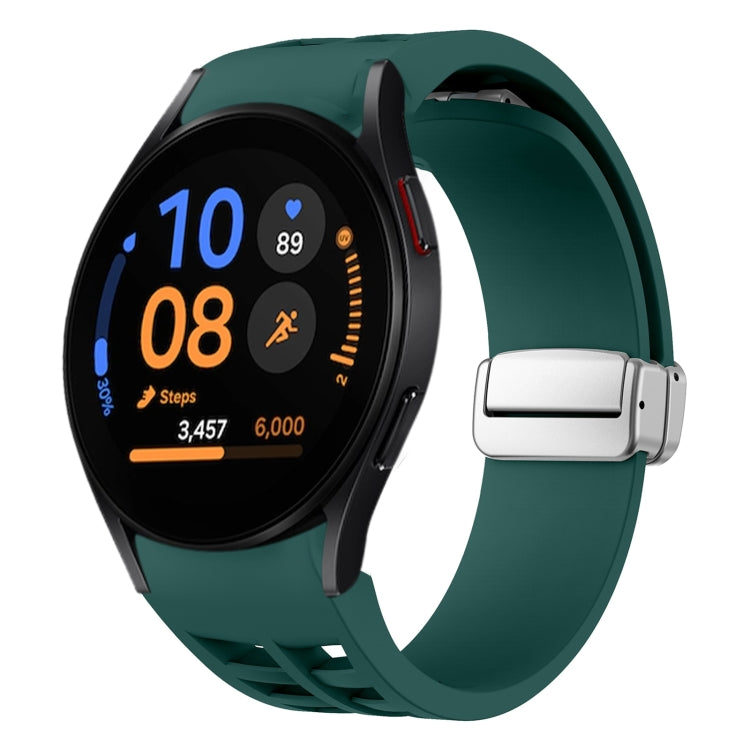 Richard 磁吸摺疊銀色錶扣矽膠錶帶，適用於 Samsung Galaxy Watch FE 40mm、Samsung Galaxy Watch 5 Pro 高爾夫版、Samsung Galaxy Watch 5 高爾夫版