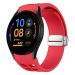 Richard 磁吸摺疊銀色錶扣矽膠錶帶，適用於 Samsung Galaxy Watch FE 40mm、Samsung Galaxy Watch 5 Pro 高爾夫版、Samsung Galaxy Watch 5 高爾夫版