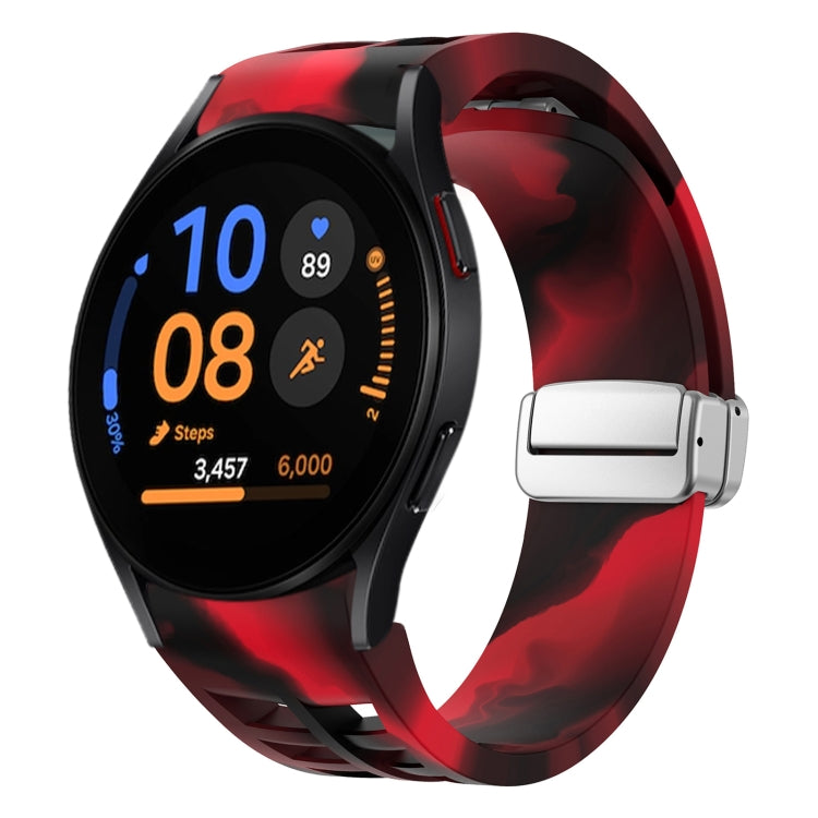 Richard 磁吸摺疊銀色錶扣矽膠錶帶，適用於 Samsung Galaxy Watch FE 40mm、Samsung Galaxy Watch 5 Pro 高爾夫版、Samsung Galaxy Watch 5 高爾夫版