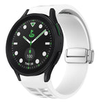 Richard 磁吸摺疊銀色錶扣矽膠錶帶，適用於 Samsung Galaxy Watch FE 40mm、Samsung Galaxy Watch 5 Pro 高爾夫版、Samsung Galaxy Watch 5 高爾夫版