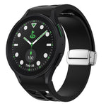 Richard 磁吸摺疊銀色錶扣矽膠錶帶，適用於 Samsung Galaxy Watch FE 40mm、Samsung Galaxy Watch 5 Pro 高爾夫版、Samsung Galaxy Watch 5 高爾夫版