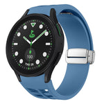 Richard 磁吸摺疊銀色錶扣矽膠錶帶，適用於 Samsung Galaxy Watch FE 40mm、Samsung Galaxy Watch 5 Pro 高爾夫版、Samsung Galaxy Watch 5 高爾夫版