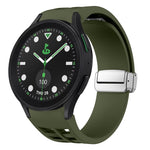 Richard 磁吸摺疊銀色錶扣矽膠錶帶，適用於 Samsung Galaxy Watch FE 40mm、Samsung Galaxy Watch 5 Pro 高爾夫版、Samsung Galaxy Watch 5 高爾夫版
