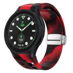 Richard 磁吸摺疊銀色錶扣矽膠錶帶，適用於 Samsung Galaxy Watch FE 40mm、Samsung Galaxy Watch 5 Pro 高爾夫版、Samsung Galaxy Watch 5 高爾夫版