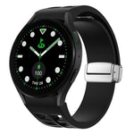 Richard 磁吸摺疊銀色錶扣矽膠錶帶，適用於 Samsung Galaxy Watch FE 40mm、Samsung Galaxy Watch 5 Pro 高爾夫版、Samsung Galaxy Watch 5 高爾夫版