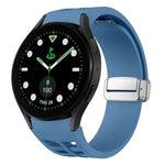 Richard 磁吸摺疊銀色錶扣矽膠錶帶，適用於 Samsung Galaxy Watch FE 40mm、Samsung Galaxy Watch 5 Pro 高爾夫版、Samsung Galaxy Watch 5 高爾夫版