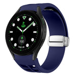 Richard 磁吸摺疊銀色錶扣矽膠錶帶，適用於 Samsung Galaxy Watch FE 40mm、Samsung Galaxy Watch 5 Pro 高爾夫版、Samsung Galaxy Watch 5 高爾夫版