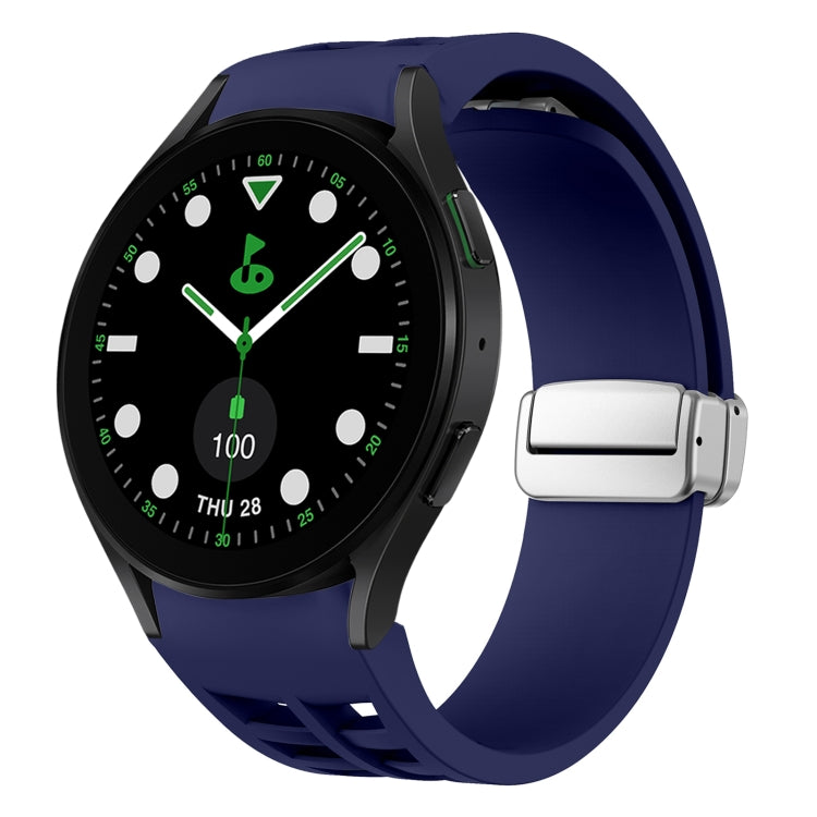 Richard 磁吸摺疊銀色錶扣矽膠錶帶，適用於 Samsung Galaxy Watch FE 40mm、Samsung Galaxy Watch 5 Pro 高爾夫版、Samsung Galaxy Watch 5 高爾夫版