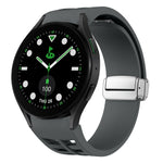 Richard 磁吸摺疊銀色錶扣矽膠錶帶，適用於 Samsung Galaxy Watch FE 40mm、Samsung Galaxy Watch 5 Pro 高爾夫版、Samsung Galaxy Watch 5 高爾夫版