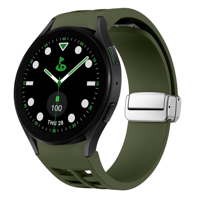 Richard 磁吸摺疊銀色錶扣矽膠錶帶，適用於 Samsung Galaxy Watch FE 40mm、Samsung Galaxy Watch 5 Pro 高爾夫版、Samsung Galaxy Watch 5 高爾夫版