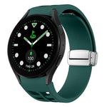 Richard 磁吸摺疊銀色錶扣矽膠錶帶，適用於 Samsung Galaxy Watch FE 40mm、Samsung Galaxy Watch 5 Pro 高爾夫版、Samsung Galaxy Watch 5 高爾夫版