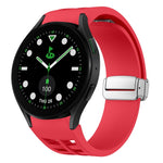 Richard 磁吸摺疊銀色錶扣矽膠錶帶，適用於 Samsung Galaxy Watch FE 40mm、Samsung Galaxy Watch 5 Pro 高爾夫版、Samsung Galaxy Watch 5 高爾夫版