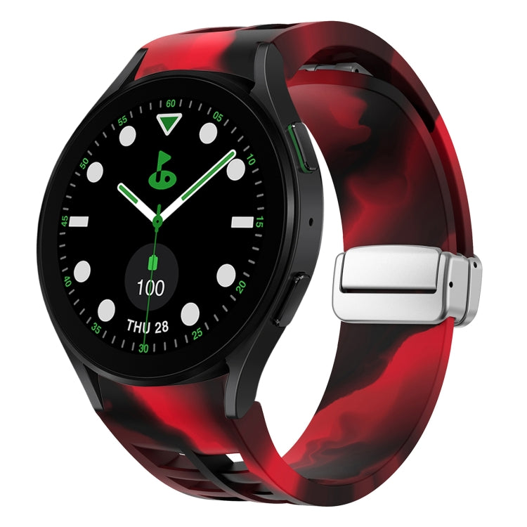 Richard 磁吸摺疊銀色錶扣矽膠錶帶，適用於 Samsung Galaxy Watch FE 40mm、Samsung Galaxy Watch 5 Pro 高爾夫版、Samsung Galaxy Watch 5 高爾夫版