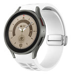 Richard 磁吸摺疊銀色錶扣矽膠錶帶，適用於 Samsung Galaxy Watch 5 Pro 45mm、Samsung Galaxy Watch 7 40 / 44mm、Samsung Galaxy Watch 6 Classic 43 / 47mm