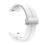 Richard 磁吸摺疊銀色錶扣矽膠錶帶，適用於 Samsung Galaxy Watch 5 Pro 45mm、Samsung Galaxy Watch 7 40 / 44mm、Samsung Galaxy Watch 6 Classic 43 / 47mm