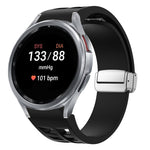 Richard 磁吸摺疊銀色錶扣矽膠錶帶，適用於 Samsung Galaxy Watch 5 Pro 45mm、Samsung Galaxy Watch 7 40 / 44mm、Samsung Galaxy Watch 6 Classic 43 / 47mm