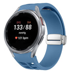 Richard 磁吸摺疊銀色錶扣矽膠錶帶，適用於 Samsung Galaxy Watch 5 Pro 45mm、Samsung Galaxy Watch 7 40 / 44mm、Samsung Galaxy Watch 6 Classic 43 / 47mm