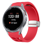 Richard 磁吸摺疊銀色錶扣矽膠錶帶，適用於 Samsung Galaxy Watch 5 Pro 45mm、Samsung Galaxy Watch 7 40 / 44mm、Samsung Galaxy Watch 6 Classic 43 / 47mm