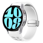Richard 磁吸摺疊銀色錶扣矽膠錶帶，適用於 Samsung Galaxy Watch 6 40 / 44mm、Samsung Galaxy Watch 5 40 / 44mm、Samsung Galaxy Watch 4 40 / 44mm
