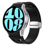 Richard 磁吸摺疊銀色錶扣矽膠錶帶，適用於 Samsung Galaxy Watch 6 40 / 44mm、Samsung Galaxy Watch 5 40 / 44mm、Samsung Galaxy Watch 4 40 / 44mm