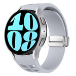 Richard 磁吸摺疊銀色錶扣矽膠錶帶，適用於 Samsung Galaxy Watch 6 40 / 44mm、Samsung Galaxy Watch 5 40 / 44mm、Samsung Galaxy Watch 4 40 / 44mm