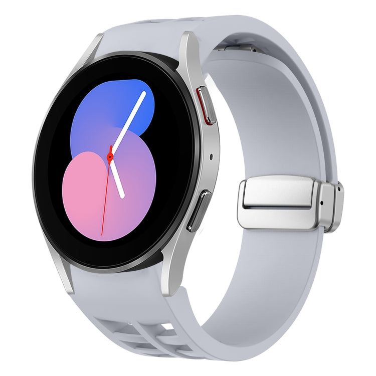 Richard 磁吸摺疊銀色錶扣矽膠錶帶，適用於 Samsung Galaxy Watch 6 40 / 44mm、Samsung Galaxy Watch 5 40 / 44mm、Samsung Galaxy Watch 4 40 / 44mm