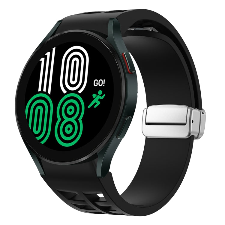 Richard 磁吸摺疊銀色錶扣矽膠錶帶，適用於 Samsung Galaxy Watch 6 40 / 44mm、Samsung Galaxy Watch 5 40 / 44mm、Samsung Galaxy Watch 4 40 / 44mm