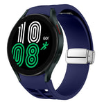 Richard 磁吸摺疊銀色錶扣矽膠錶帶，適用於 Samsung Galaxy Watch 6 40 / 44mm、Samsung Galaxy Watch 5 40 / 44mm、Samsung Galaxy Watch 4 40 / 44mm