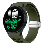 Richard 磁吸摺疊銀色錶扣矽膠錶帶，適用於 Samsung Galaxy Watch 6 40 / 44mm、Samsung Galaxy Watch 5 40 / 44mm、Samsung Galaxy Watch 4 40 / 44mm