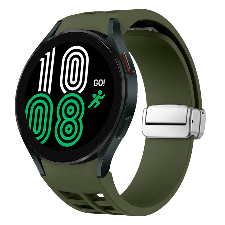 Richard 磁吸摺疊銀色錶扣矽膠錶帶，適用於 Samsung Galaxy Watch 6 40 / 44mm、Samsung Galaxy Watch 5 40 / 44mm、Samsung Galaxy Watch 4 40 / 44mm