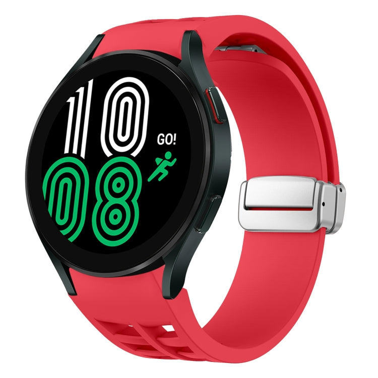 Richard 磁吸摺疊銀色錶扣矽膠錶帶，適用於 Samsung Galaxy Watch 6 40 / 44mm、Samsung Galaxy Watch 5 40 / 44mm、Samsung Galaxy Watch 4 40 / 44mm