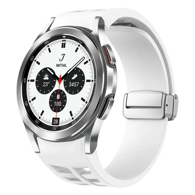 Richard磁吸摺疊銀扣矽膠錶帶，適用於Samsung Galaxy Watch 4 Classic 42 / 46mm