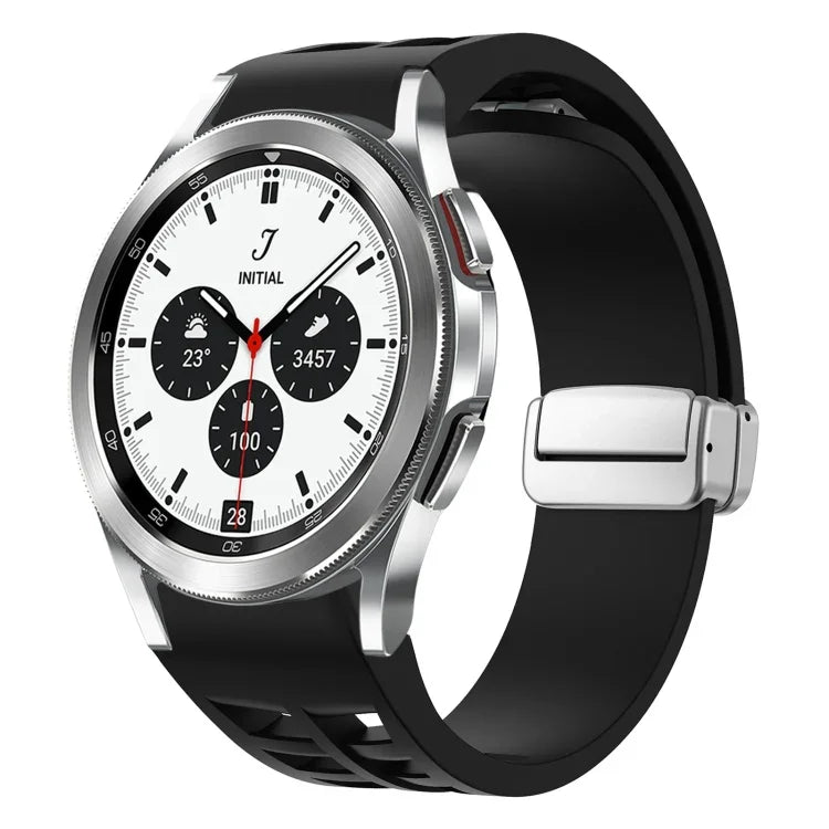 Richard磁吸摺疊銀扣矽膠錶帶，適用於Samsung Galaxy Watch 4 Classic 42 / 46mm