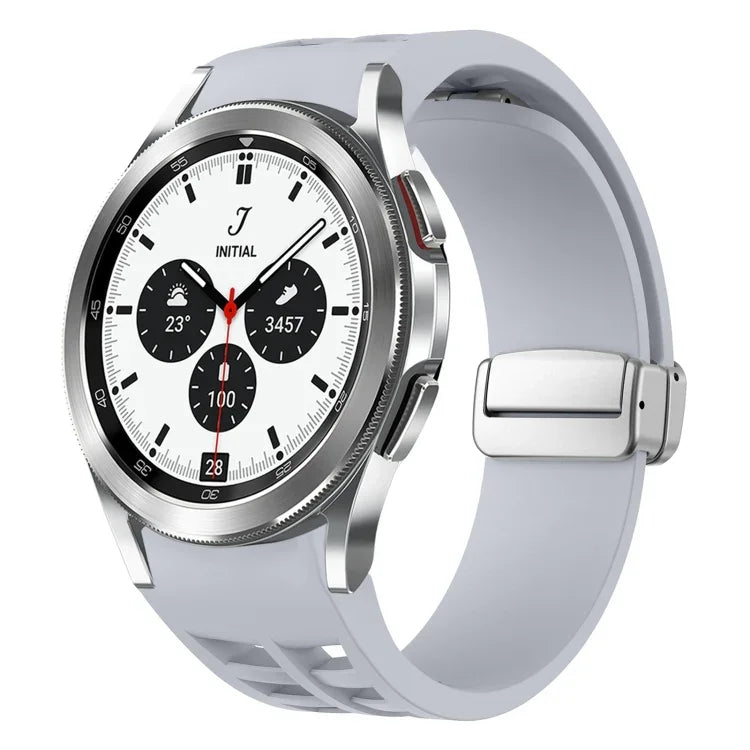 Richard磁吸摺疊銀扣矽膠錶帶，適用於Samsung Galaxy Watch 4 Classic 42 / 46mm