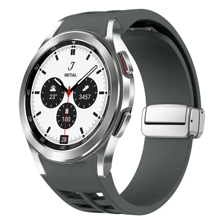 Richard磁吸摺疊銀扣矽膠錶帶，適用於Samsung Galaxy Watch 4 Classic 42 / 46mm