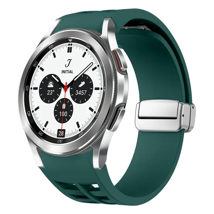 Richard磁吸摺疊銀扣矽膠錶帶，適用於Samsung Galaxy Watch 4 Classic 42 / 46mm