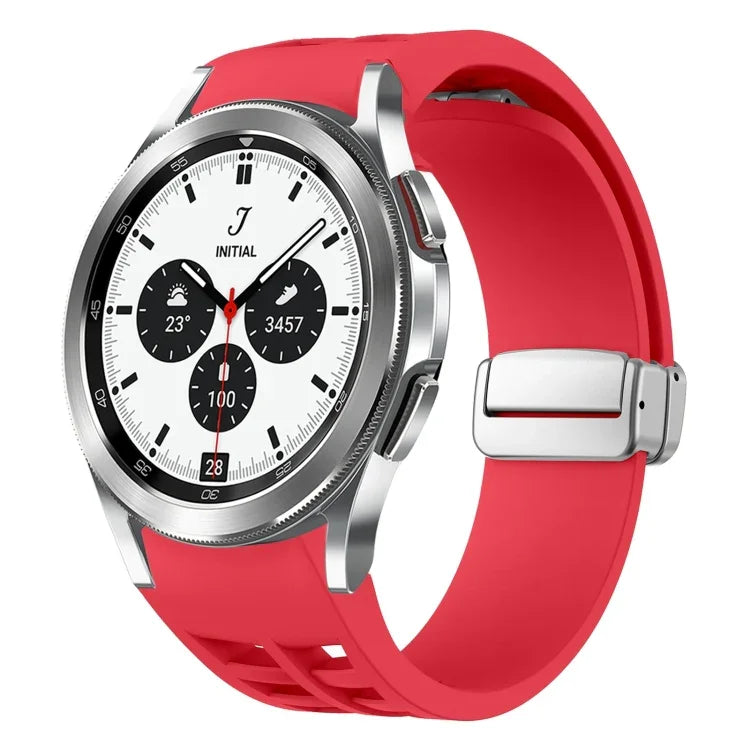 Richard磁吸摺疊銀扣矽膠錶帶，適用於Samsung Galaxy Watch 4 Classic 42 / 46mm
