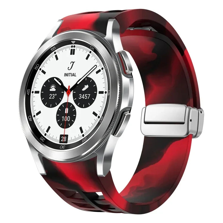 Richard磁吸摺疊銀扣矽膠錶帶，適用於Samsung Galaxy Watch 4 Classic 42 / 46mm