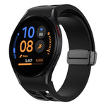 Richard 磁性摺疊黑色扣矽膠錶帶，適用於 Samsung Galaxy Watch FE 40mm，適用於 Samsung Galaxy Watch 7 40 / 44mm，適用於 Samsung Galaxy Watch 6 Classic 43 / 47mm