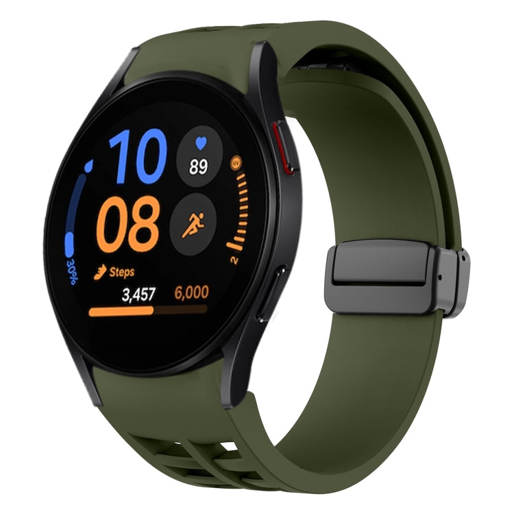 Richard 磁性摺疊黑色扣矽膠錶帶，適用於 Samsung Galaxy Watch FE 40mm，適用於 Samsung Galaxy Watch 7 40 / 44mm，適用於 Samsung Galaxy Watch 6 Classic 43 / 47mm