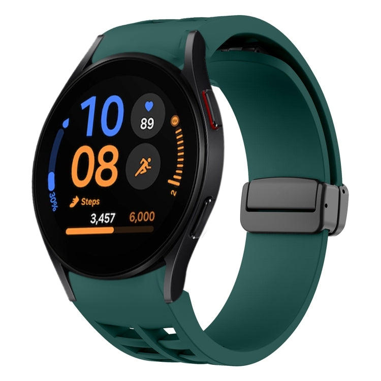 Richard 磁性摺疊黑色扣矽膠錶帶，適用於 Samsung Galaxy Watch FE 40mm，適用於 Samsung Galaxy Watch 7 40 / 44mm，適用於 Samsung Galaxy Watch 6 Classic 43 / 47mm