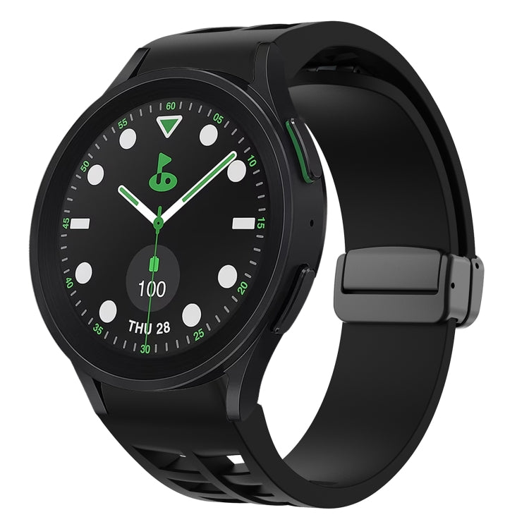 Richard 磁性摺疊黑色扣矽膠錶帶，適用於 Samsung Galaxy Watch 6 40 / 44mm，適用於 Samsung Galaxy Watch 5 Pro 高爾夫版，適用於 Samsung Galaxy Watch 5 高爾夫版