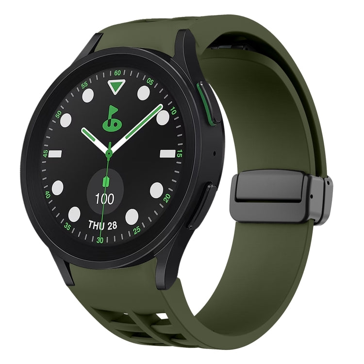 Richard 磁性摺疊黑色扣矽膠錶帶，適用於 Samsung Galaxy Watch 6 40 / 44mm，適用於 Samsung Galaxy Watch 5 Pro 高爾夫版，適用於 Samsung Galaxy Watch 5 高爾夫版