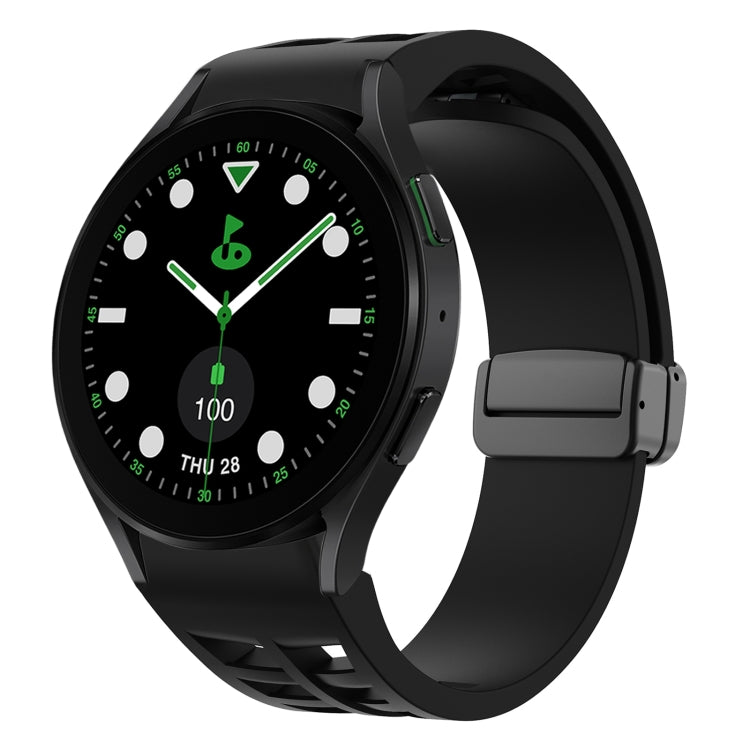 Richard 磁性摺疊黑色扣矽膠錶帶，適用於 Samsung Galaxy Watch 6 40 / 44mm，適用於 Samsung Galaxy Watch 5 Pro 高爾夫版，適用於 Samsung Galaxy Watch 5 高爾夫版