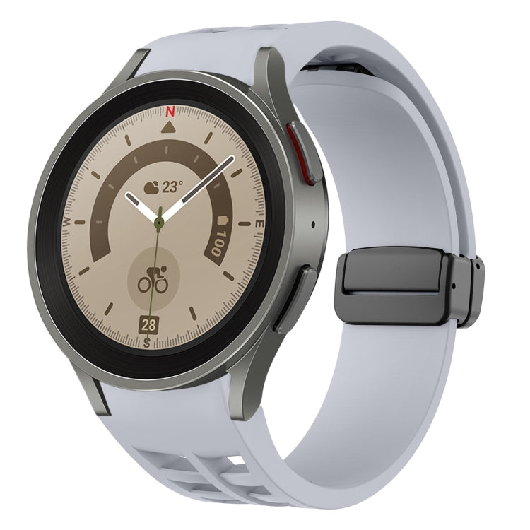 Richard 磁性摺疊黑色扣矽膠錶帶，適用於 Samsung Galaxy Watch 5 40 / 44mm，適用於 Samsung Galaxy Watch 5 Pro 45mm，適用於 Samsung Galaxy Watch 4 40 / 44mm
