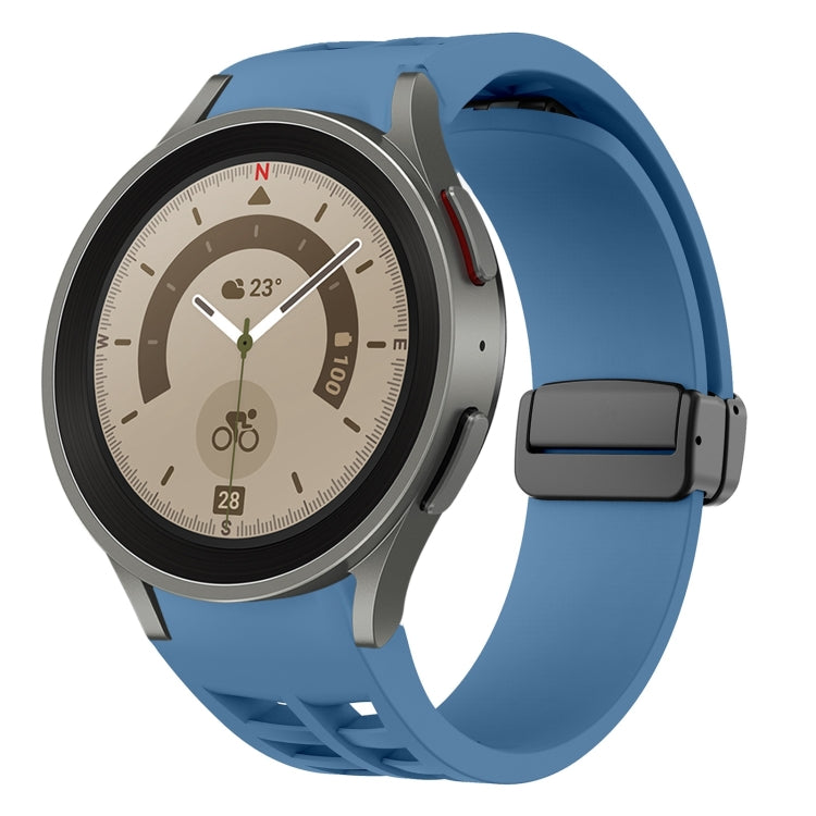 Richard 磁性摺疊黑色扣矽膠錶帶，適用於 Samsung Galaxy Watch 5 40 / 44mm，適用於 Samsung Galaxy Watch 5 Pro 45mm，適用於 Samsung Galaxy Watch 4 40 / 44mm